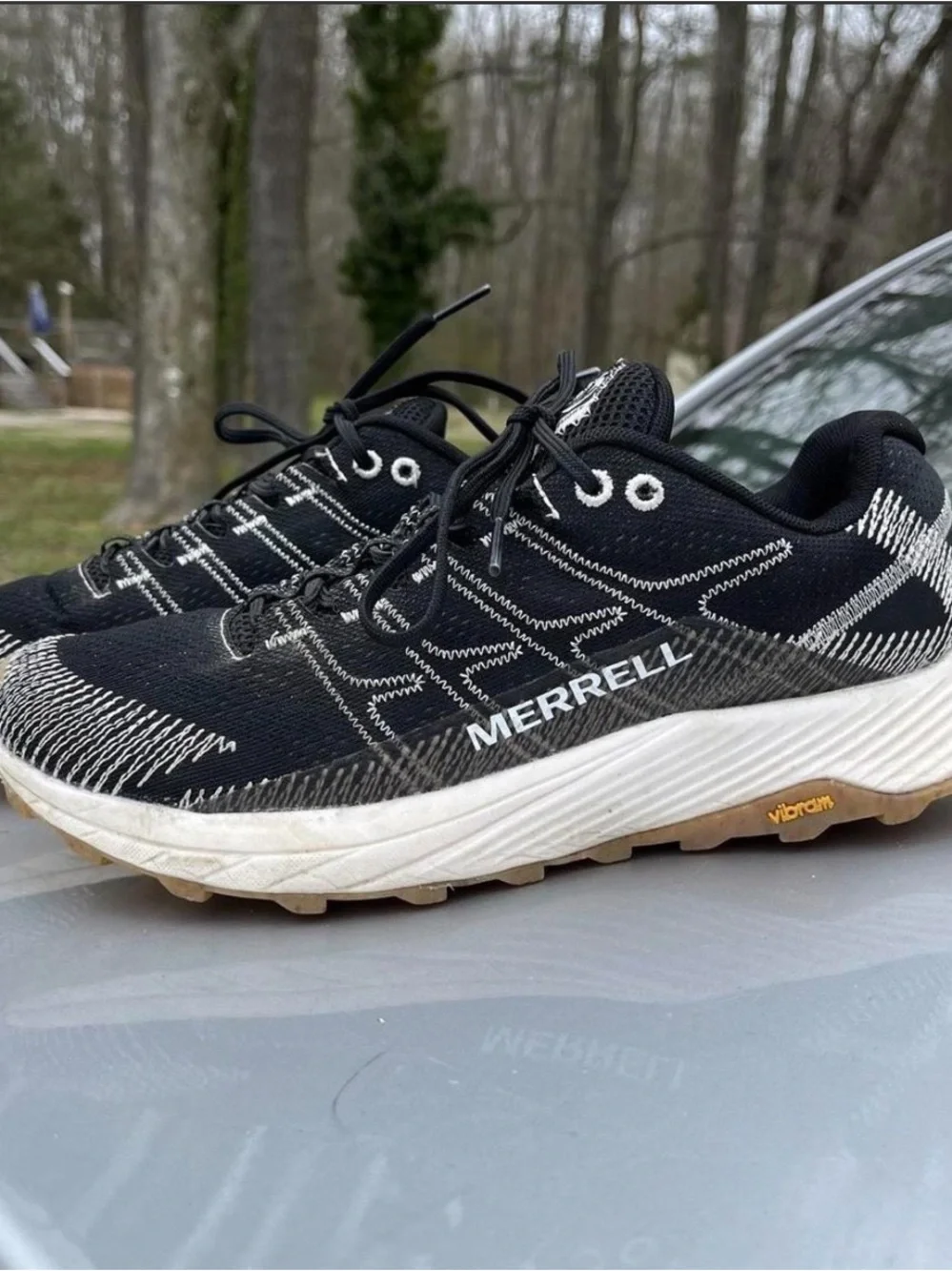 Merrell Black and White Trail Sneakers